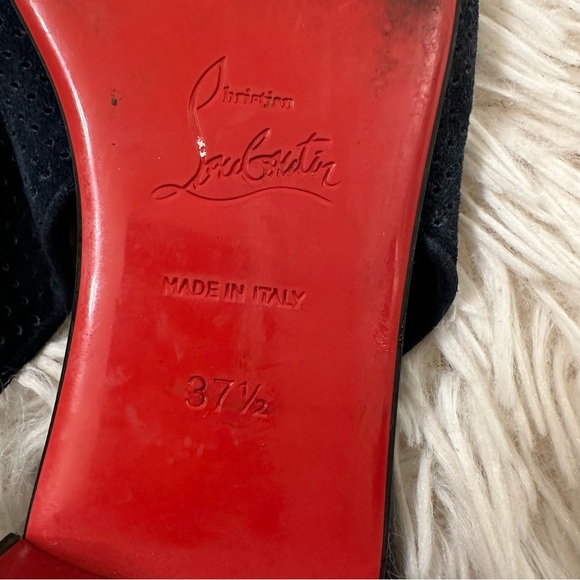 Christian Louboutin HALL SLING Spike Studded Heel Suede Flat Sandals 37.5 - Picture 7 of 8